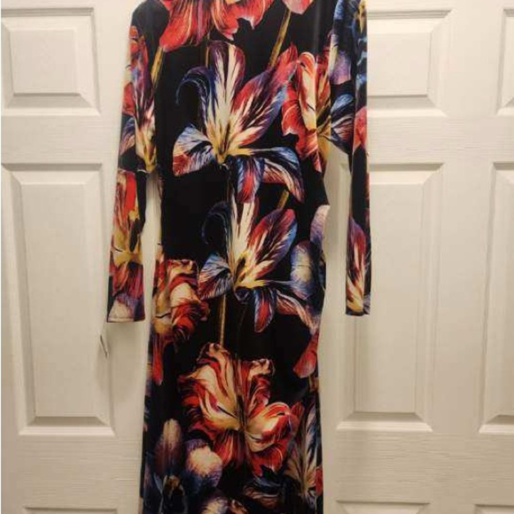 INC International Concepts Multicolor Floral Long Sleeve Dress